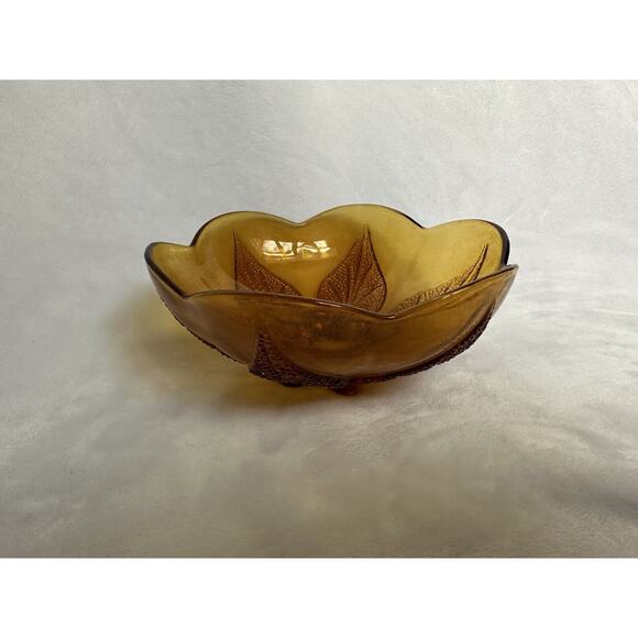 Vintage Amber Glass Dish/Bowl by Anchor Hocking Renaissance Pattern Beaded - Picture 4 of 8